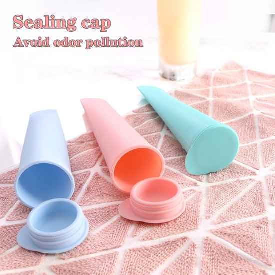 Siliconen 8 stuks ijsvormen ijslolly siliconen mal ijshoorntjes ijsvormen waterijs met deksel, waterijsvormen zakken herbruikbare ijslollyvorm voor waterijs