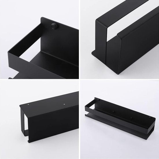 Doucheplank, zwart, doucheplank, doucheplank, wandplank, badkamerrek, 40 cm, roestvrij staal, wandmontage,