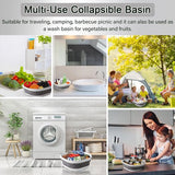 Opvouwbare wasmand, set van 3, duurzame wasmand met 3 haken, gemaakt van kunststof, grijs, opvouwbare wasmand, ruimtebesparende opvouwbare wasmand voor afwassen, fruit, kamperen, wasgoed.