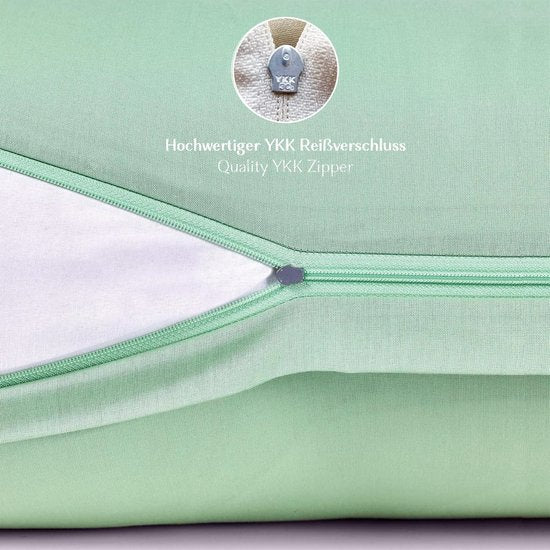 Tweedelige set renforcé kussenslopen, 40 x 40 cm, 100% katoen met YKK-ritssluiting, superzacht hoofdkussensloop, kussenhoes, groen, alleen kussensloop