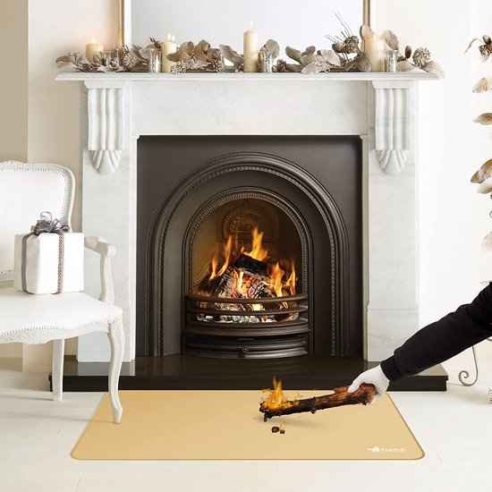 Vuurvaste tapijten voor open haard, grill en fornuis, 24 x 42 inch onder de grill beschermdek en terrasmat, gemakkelijk schoon te maken en herbruikbare vuurkorfmat, kaki