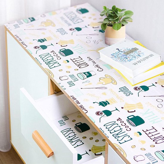 Schuifladenmatten voor keuken, 30 x 500 cm, antislip, met schuifladen, op maat te snijden, antislipmat, waterdicht, koelkastmat voor planken, kasten, laden, koelkasten, thuis, kantoor, rood, blauw