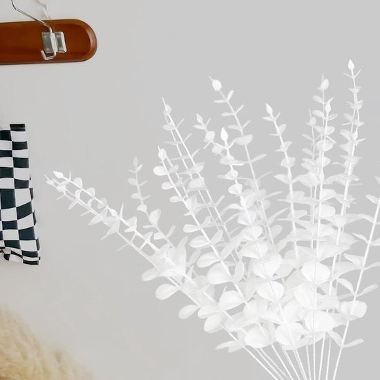 45 stuks kunstmatige eucalyptus takken, bladeren, eucalyptusbladeren, decoratie, eucalyptus, kunstplanten voor bloemstukken, huis, bruiloft, feest, tafel, centerpiece, decoratie, wit
