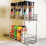 Uittrekbare 2-traps kruidenkeukenkast organizer, 12 x 26 x 23,8 cm (b x d x h), kruidenorganizer