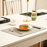 Set van 6 placemats en 6 onderzetters veeg schoon antislip PVC hittebestendige placemats voor keukentafel 30 * 45cm grijs