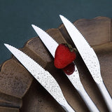 Bestekset, 12-delig, premium roestvrij staal, 6 tafelvorken en 6 tafelmessenset, steakmessen, steakvorken voor 6 personen, hoogglans gepolijst, vaatwasmachinebestendig (glanzend zilver)