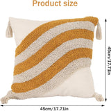 Boho Kussenhoezen, Macrame Kussenhoes met Kwastje, Decoratief Katoen Linnen Decoratief Kussen, Bankkussen voor Bank, Bank, Slaapkamer, Woonkamer, Geen Kusseninzet, 45 x 45 cm (Stijl B)