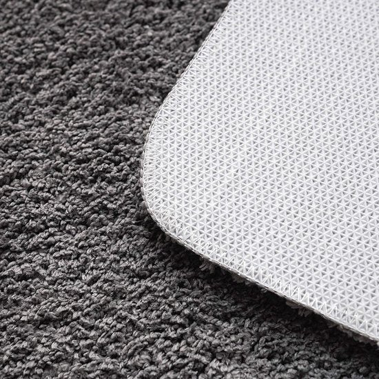 Set van 2 badmatten, wasbaar, absorberend, voor badkamer en woonkamer, 40 x 60 cm en 45 x 45 cm met uitsparing, grijs