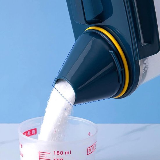 opbergdoos, kunststof voor de keuken, container, rijstkorrelhouder, waspoeder, wasmiddelcontainer met schenktuit