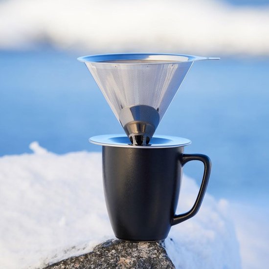 Zero Waste Koffiefilter van roestvrij staal, permanent koffiefilter, herbruikbaar handfilter van roestvrij staal, permanent filter voor kamperen, reizen, outdoor