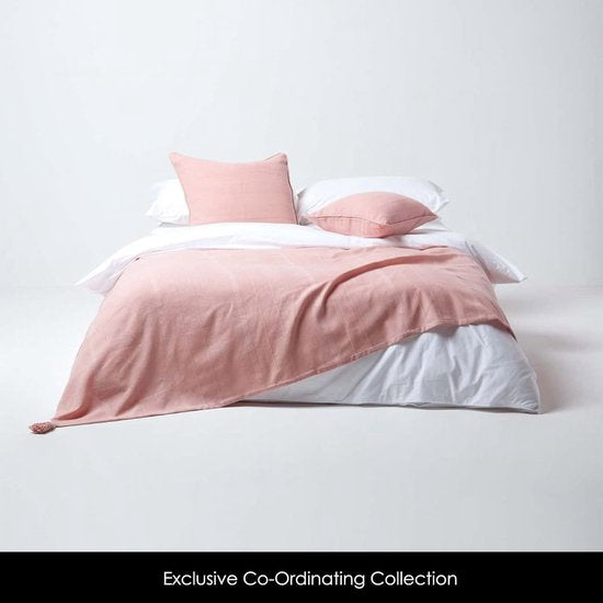 Rajput kussenhoes, roze decoratieve kussenhoes 60 x 60 cm voor sierkussens en bankkussens van 100% katoen met ritssluiting, lichtroze