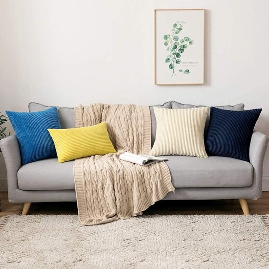 MIULEE Set van 2 kussenslopen, corduroy, decoratieve kussensloop, bankkussen, sierkussenhoes met verborgen ritssluiting, 45 x 45 cm, beige