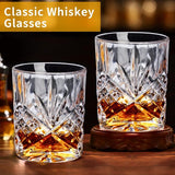 Whiskey glazen 6 stuks kristallen whiskyglazen, set van 6 stuks, 30 cl/300 ml, zware Old Fashioned whiskyglazen voor Scotch, Bourbon ouderwetse cocktails, whisky-cadeau voor mannen, vaderdagcadeau