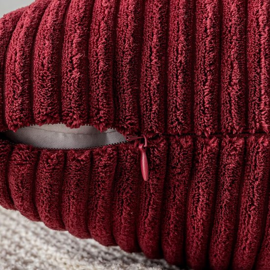 Kussensloop, corduroy, sierkussensloop, bankkussen, 50 x 50 cm, corduroy, decoratieve zachte sierkussenhoezen, kussens voor bank, stoel, thuis, slaapkamer, wijnrood