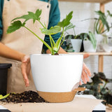 20 cm plantenpotten met irrigatielip, zelfbewaterende plantenpotten met afvoergaten en uitneembare onderzetter, kunststof plantenpotten voor binnen en buiten, wit, set van 2