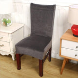 Hoezen voor eetkamerstoel, fluwelen stretch, van spandex pluche, voor solide, grote eetkamerstoelen, beschermende hoezen, decoratief