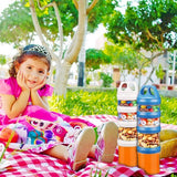 Voorraadpotten Set van 2 opslagcontainers Voedselopslag Stapelbaar 31oz Twist Lock Stapelmoeren Opslag en organisatie Snoepformule Reisartikelendispenser, BPA-vrij, Wit/Blauw