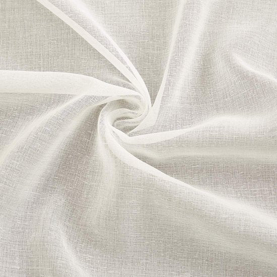 SCM Doris Doorschijnende Voile Gordijnen - Transparante Doorschijnende Gordijnen 140x245cm Crème - 2 Panelen Klassieke Ultra Doorschijnende Gordijnen Met Staafzak
