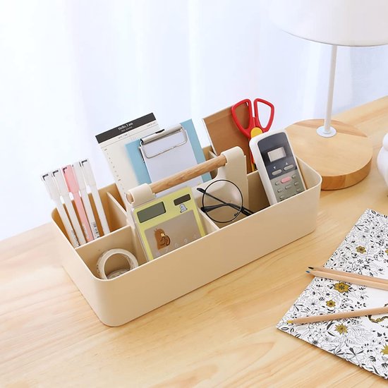 3-delige set stapelbare organizercaddy met handgreep, grote ladekast opbergmanden met 5 tassen voor badkamer, kinderkamer, knutselspullen, naaigereedschap - 3 kleine