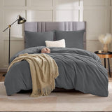 Beddengoed 200 x 200 cm grijs 3-delig met 2 kussenslopen 80 x 80 cm, zachte 100% microvezel dekbedovertrekken, beddengoedset 200 x 200 cm met ritssluiting