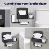Black Toilet Paper Holder, No Drilling Toilet Paper Holder with Wet Wipes Box, Stainless Steel Paper Holder for Toilet and Bathroom Wall Mount
