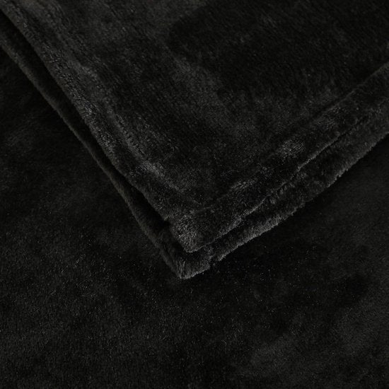 Fleecedeken/knuffeldeken - flanel, extra zacht en warm - kreukbestendig/verkleurt niet, te gebruiken als bedsprei of deken op de bank - 150 x 200 cm - Zwart