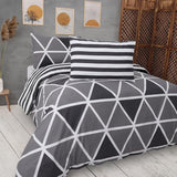 beddengoed 200x200 3-delig grijs - Oeko-TEX 80% katoen & 20% polyester, 1x dekbedovertrek met ritssluiting + 2x kussensloop 50x80 met envelopsluiting, streepmodel