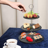 Taartstandaard leisteen etagère 3 etages - cupcake standaard 3 verdiepingen ronde serveertoren dessert standaard voor bruiloft, verjaardagsfeest, woondecoratie