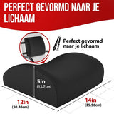 Rugkussen bureaustoel, lendensteun rugkussen voor auto, lendenkussen bureaustoel, traagschuim rugkussen stoel, wasbare hoes (zwart)