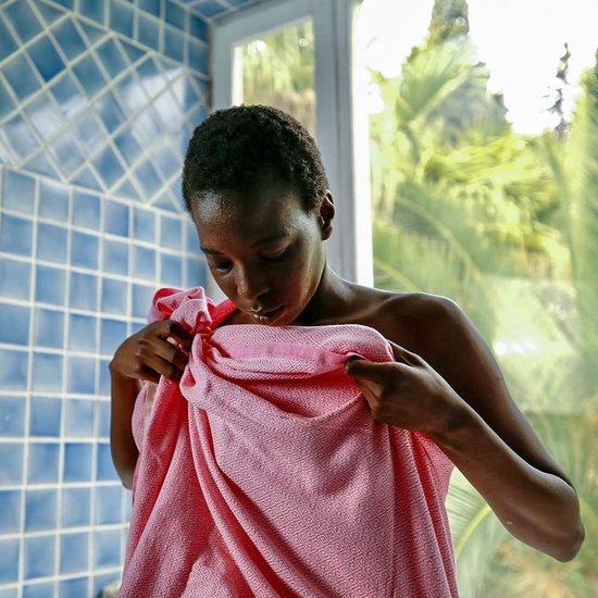 XXL 2x Fouta strandhanddoek, handdoek, saunahanddoek, badhanddoek, hamamdoek, yogadeken, pestemal, dames en heren, in koraal en aquakleuren, als cadeauset van 2, extra groot, licht, 100 x 200 cm