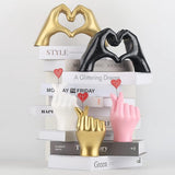 Gouden gebaardecoratie, liefdesvingerstandbeeld modern, moderne kunstsculptuur gepersonaliseerde vingerhuisdecoratie, creatieve bruiloft thuis desktopdecoratie