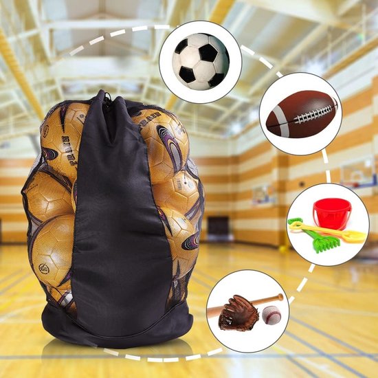 grote nettas met trekkoord en verstelbare schouderbanden, waterdichte opbergtas voor voetbal, basketbal, volleybal, 72 x 50 cm