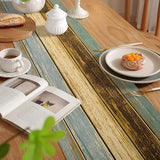 tafelloper moderne woonkamer tafelloper groen tafelloper winter placemats groen blauw grijs planken schuur tafelmatten loper set voor eettafel feest bruiloft kerst tafelloper linnen 33 x 183 cm