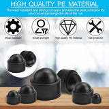 Pack of 145 Hex Nut Covers, 6 Sizes, M4, M5, M6, M8, M10, M12, Hexagonal Nuts, Protective Cap, Plastic, Hexagonal Screws Cover Caps with Storage Box for Screws Nuts (Black)