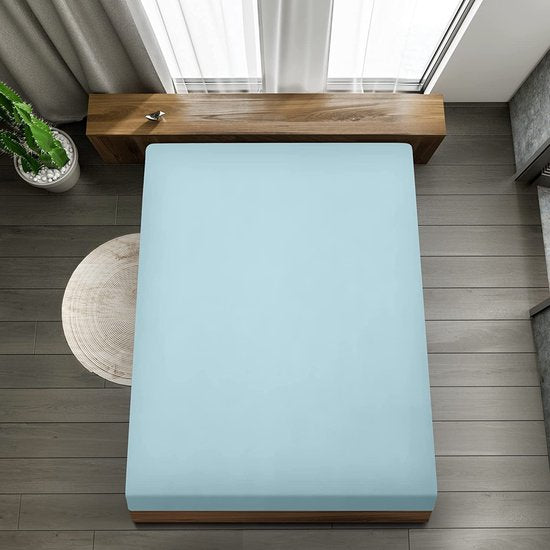 Hoeslaken - 35 cm Diep, Easy Care Zachte Geruwde Microvezel Stof, Krimp- en Vlekbestendig - (180 x 200 cm, Spa Blauw)