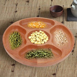 Houten aanbevolen bord, 5-voudig dienblad, portiecontrole, kinderbord, stapelbare houten onderroosterschaal, bord voor gedroogd fruit, snacks en fruit (30 cm)