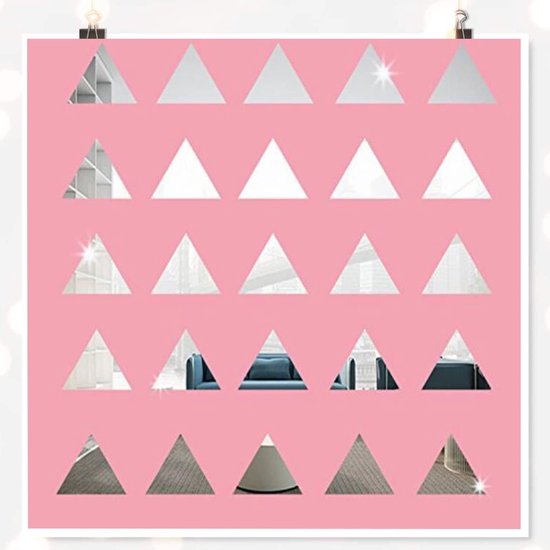 elfklevende tegelspiegel, driehoekige spiegeltegels, wanddecoratie, flexibele spiegel, acryl, doe-het-zelf, voor school, keuken, badkamer, woonkamer, kantoor, decoratie, 8,5 x 8,5 cm, 20 stuks, zilver