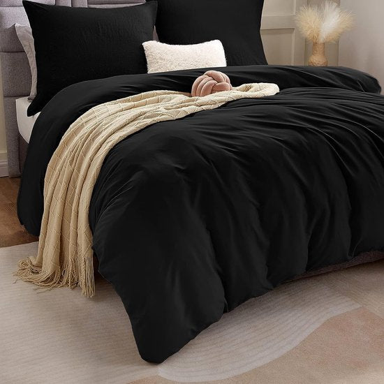 Dekbedovertrek 220 x 240 cm met 2 kussenslopen 65 x 65 cm, beddengoed voor tweepersoonsbed 200 x 200 cm, met ritssluiting, dekbedovertrek van microvezel, wit, 260 x 240 cm, 240 x 260 cm