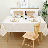 Tafelkleed wasbaar rechthoekig 140 x 180 cm polyester tafelkleed jacquard tafellinnen ornamenten onderhoudsvriendelijk vuilafstotend beige
