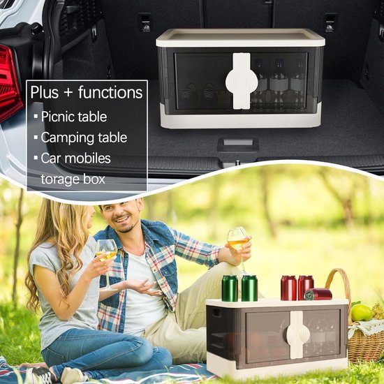 Opbergdoos met deksel, opbergdoos keuken, 56 l, grote plastic box, organizer, box, opbergdozen met wielen, transparant, groot, ideaal voor keuken, woonkamer en slaapkamer (1 stuks)