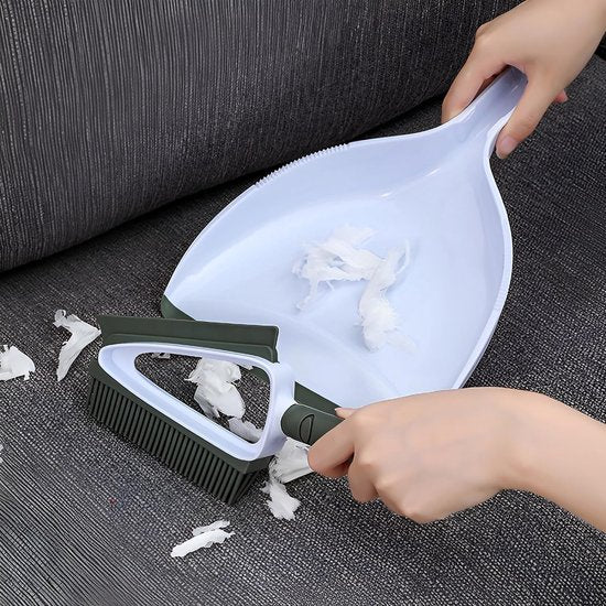 2-in-1 zachte borstel/schrobber met stoffer, draagbare tafelborstelset, stoffer en handborstelbezem voor thuis, op kantoor, op school, op de eettafel