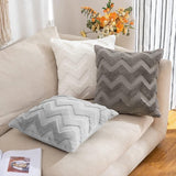 Set van 2 kussenslopen van wol, bankkussen, decoratief kussen, golf, polyester kussenhoezen, bankkussenhoes, decoratieve kussensloop, verborgen ritssluiting, woonkamer, slaapkamer, 30 x 50 cm, donkergrijs