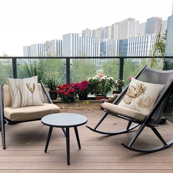 Bloemen Kussensloop 40 x 40 cm, set van 4 outdoor kussens, sierkussens, linnen, kussenhoezen, bloemenpatroon, aquarelschilderij, kussenhoezen voor bank, woonkamer, sierkussen, 40 x 40 cm