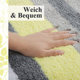 badkamertapijt, zacht, hoogpolig, microvezel, badmat, absorberend, wasbaar, 40 x 120 cm, geel/grijs