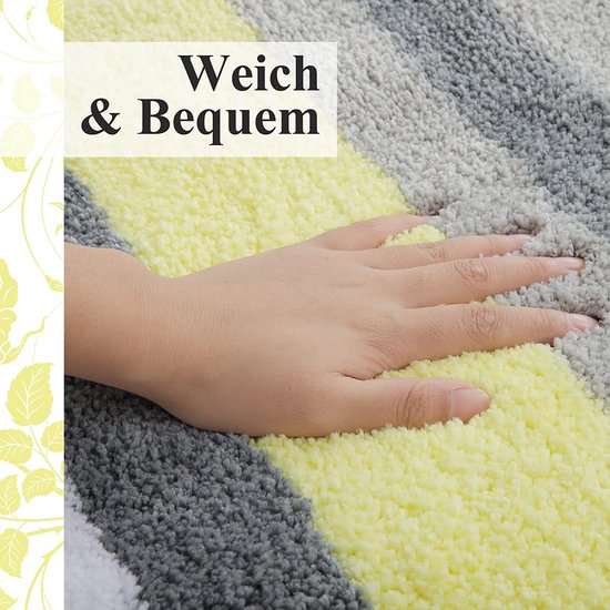 badkamertapijt, zacht, hoogpolig, microvezel, badmat, absorberend, wasbaar, 40 x 120 cm, geel/grijs