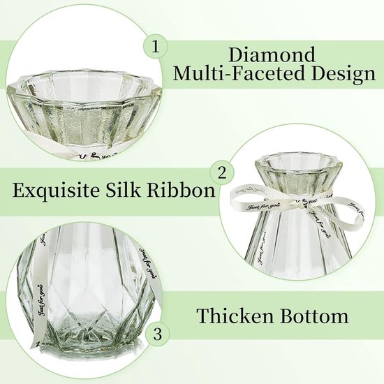 Glazen vazen voor bloemen met zijden touw, 6 stuks moderne hyacintvazen, knopavocadovaas, zoete erwtenvaas voor hydrocultuurplanten, narcissen, orchideeën, voor bureautafel, binnen, vensterbankdecoratie