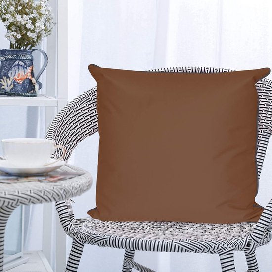 Kussen 60x60 cm [set van 2] - waterafstotende kussenhoes bruin (zonder vulkussen) - waterdichte kussenhoes voor binnen en buiten