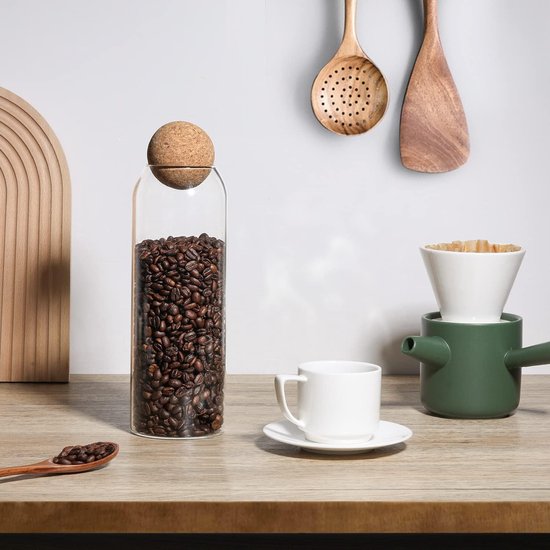 1240 ml voorraadpotten met kurk, set van 3, voorraadpotten, glazen kruidenpotjes van borosilicaatglas, luchtdicht glazen container, opslag keuken voor thee, kruiden, specerijen en