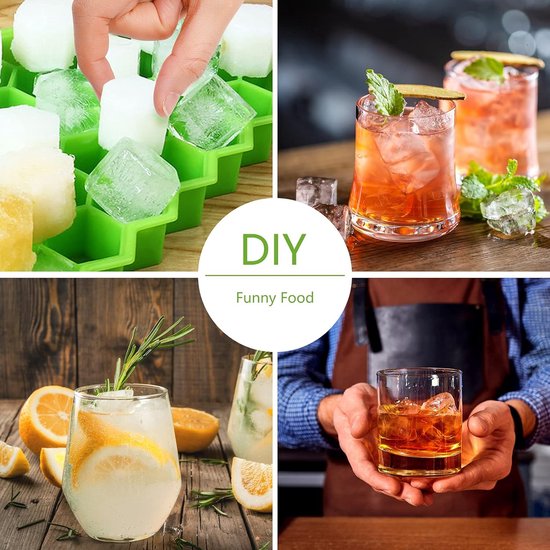 IJsblokjesvorm, set van 3 stuks, silicone, met deksel, eenvoudige ijsvrijgave, ijsblokjesvorm, BPA-vrije ijsblokjeshouder voor cocktails, whisky, sap, water en andere dranken