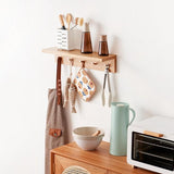 Coat Rack 70 cm, Coat Hook with 6 Hooks, Wall Coat Rack with Shelf, Wall Shelf, Solid Oak Floating Shelf, Wooden Wall for Bedroom, Living Room, Kitchen, Coats